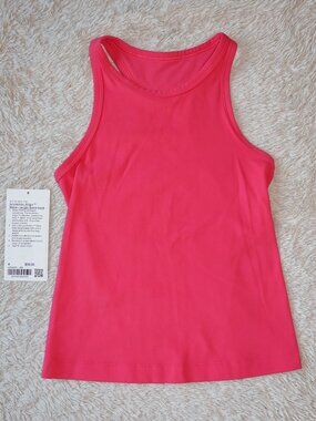 Women's Size 4 Lululemon Lip Gloss Pink Align Waist-Length Racerback Tank